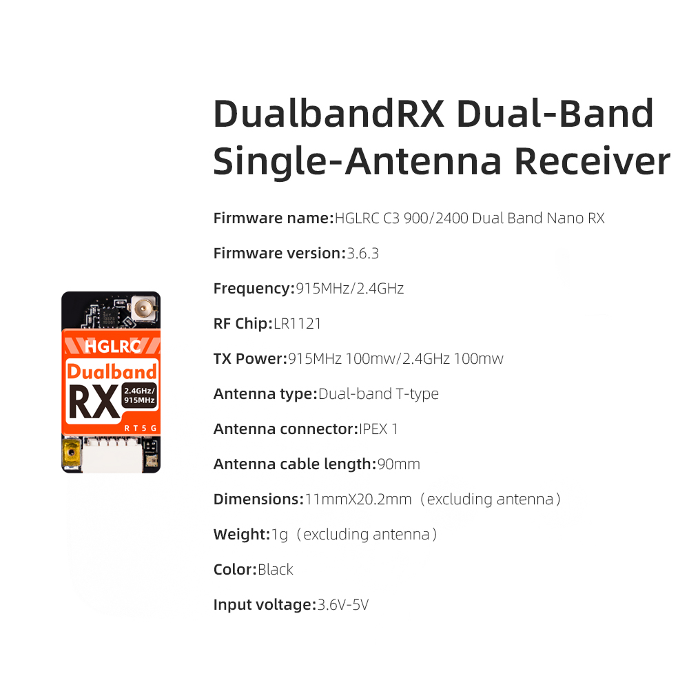 Receptor HGLRC de Doble Banda  - Drone Racing Receiver reseña y precio