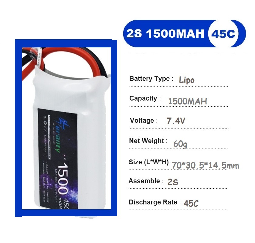2 uds 7,4 V Lipo 2S batería 15 - Drone Racing Battery reseña y precio